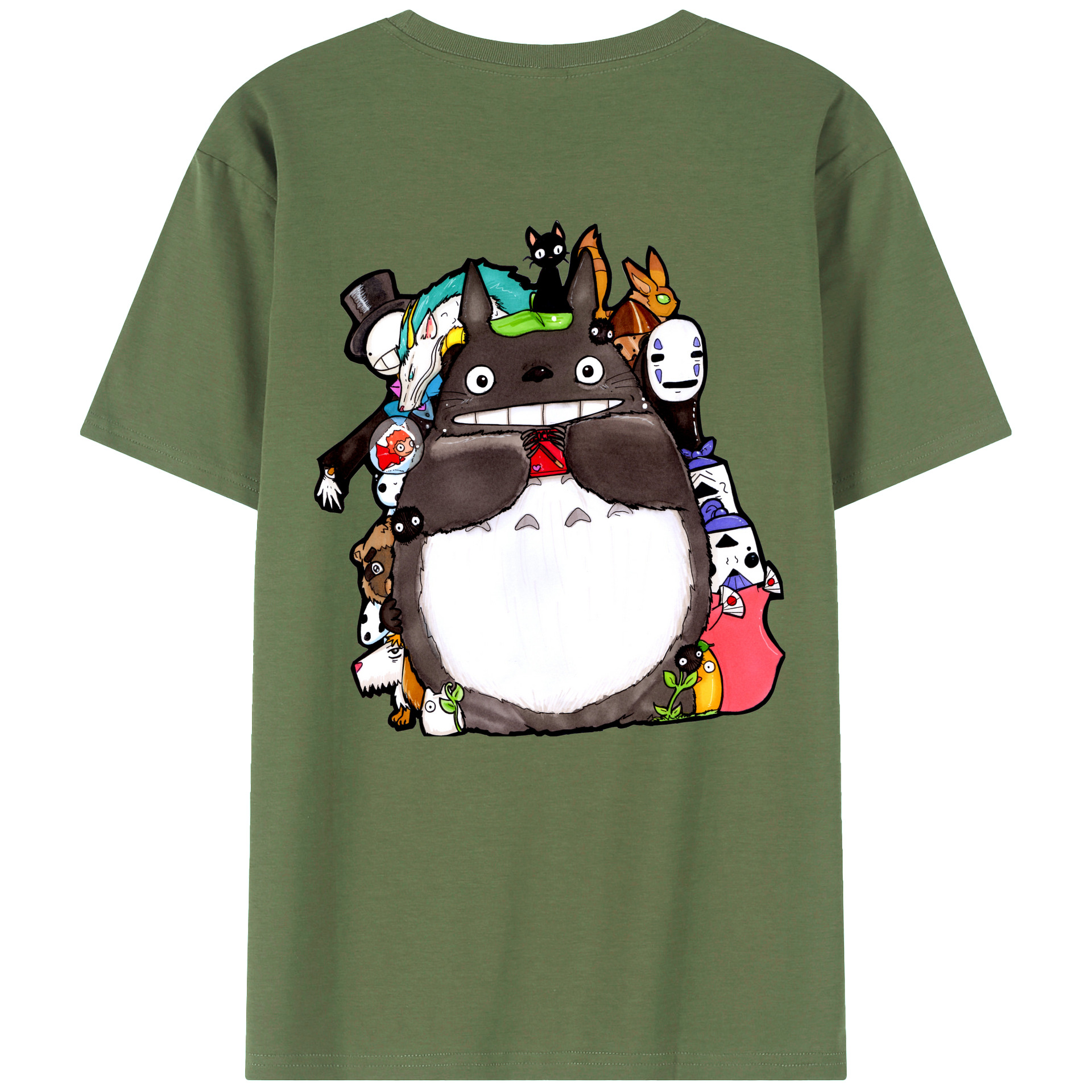 （画像用） となりのトトロ 草壁メイ 草壁サツキ My Neighbor Totoro Satsuki Kusakabe Mei Kusakabe 綿100％ メンズ半袖Tシャツ（バックプリント） 通気性
